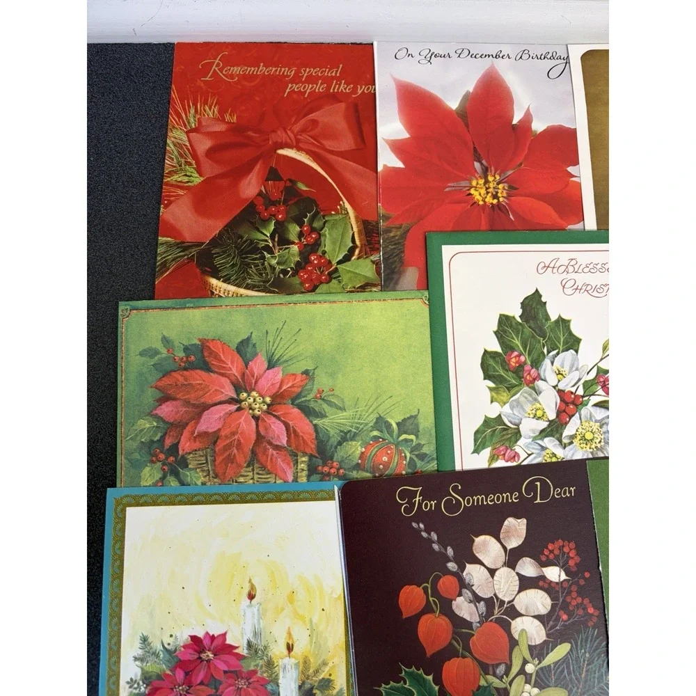 Vintage Christmas Cards Fronts ONLY Greenery Trees Wreaths Scrapbook Crafts 50+
